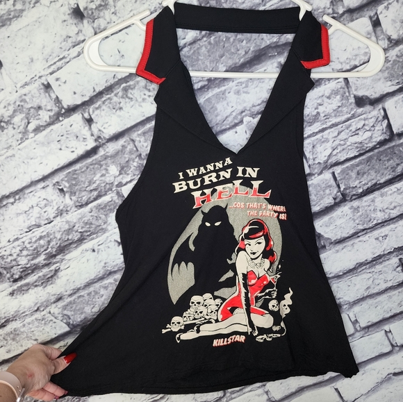Killstar 'She Devil' Black & Red Halter Top - XS - Picture 4 of 5